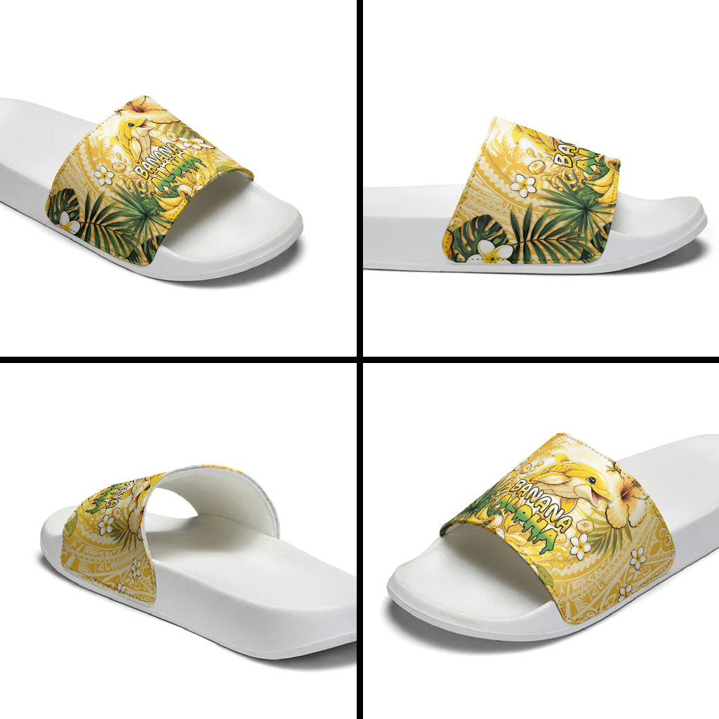 Hawaii Banana Dolphin Slide Sandals Cute Cosplay Naiʻa Fish Tribal Patterns DT05 - Polynesian Pride