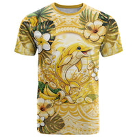 Hawaii Banana Dolphin T Shirt Cute Cosplay Naiʻa Fish Tribal Patterns DT05 Yellow - Polynesian Pride