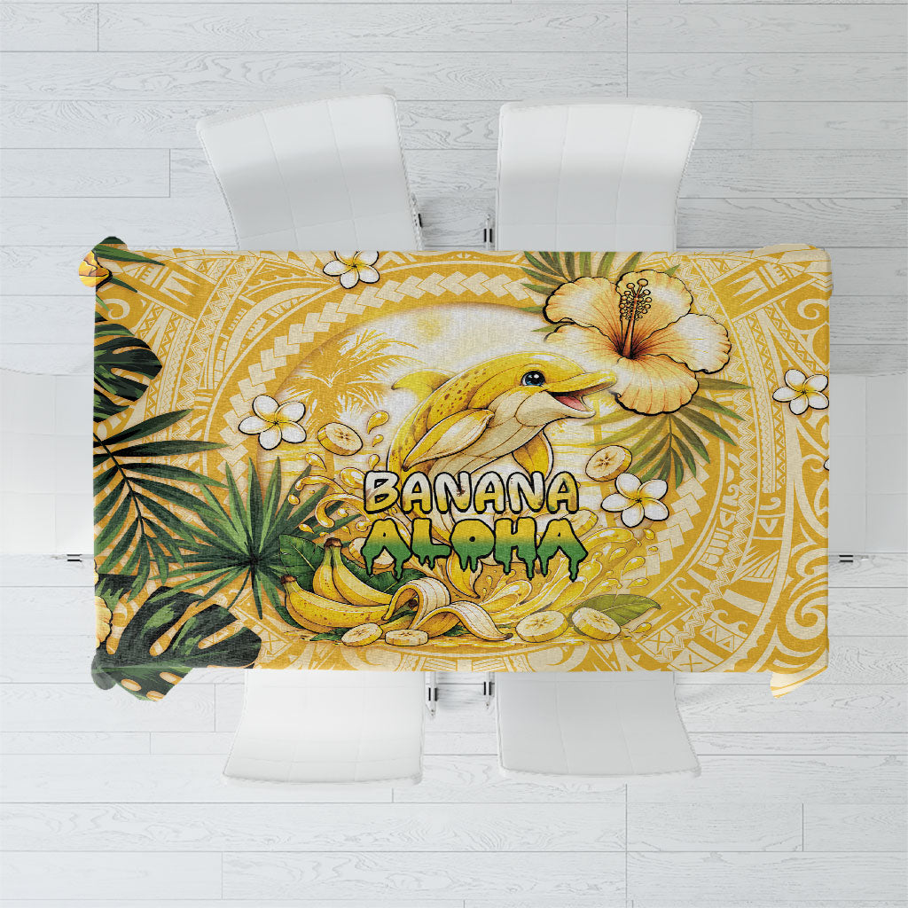 Hawaii Banana Dolphin Tablecloth Cute Cosplay Naiʻa Fish Tribal Patterns DT05 Yellow - Polynesian Pride