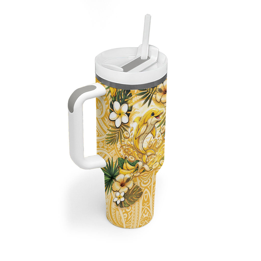 Hawaii Banana Dolphin Tumbler With Handle Cute Cosplay Naiʻa Fish Tribal Patterns DT05 - Polynesian Pride