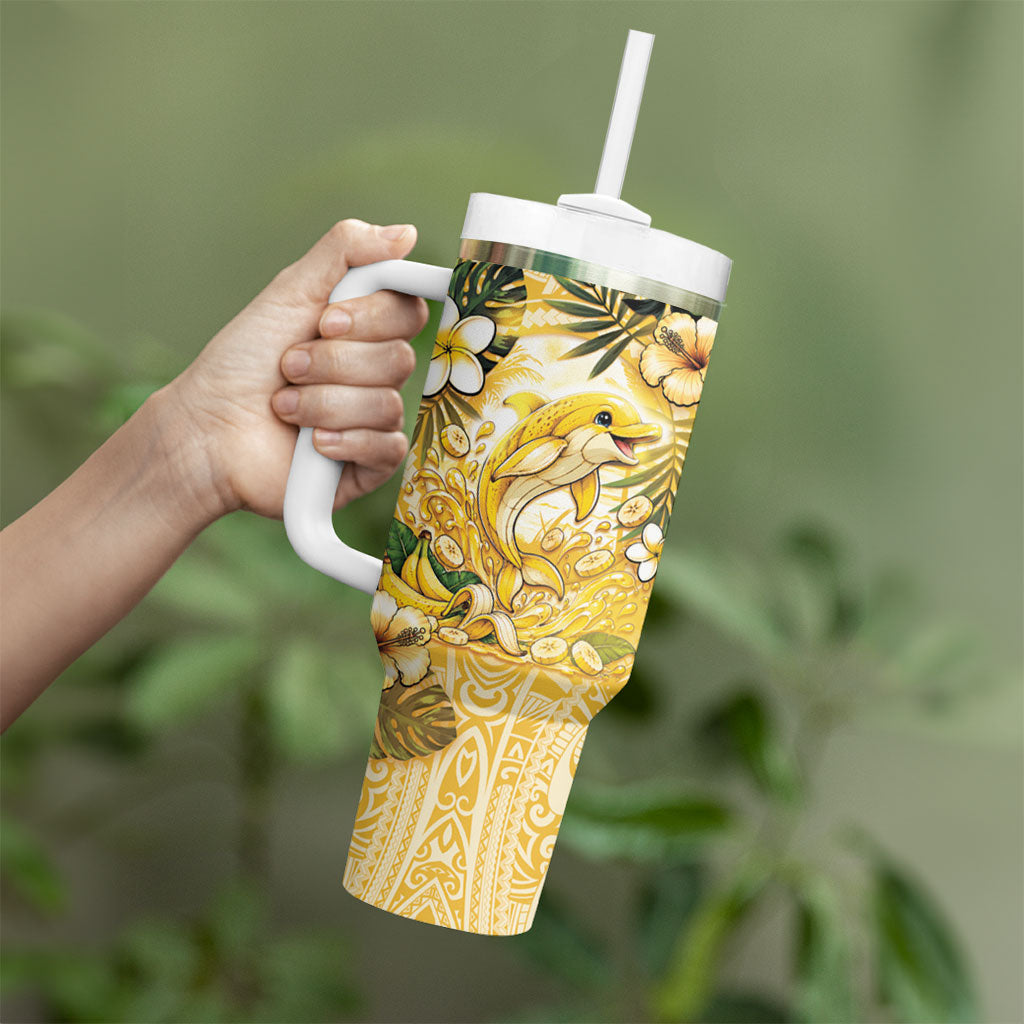 Hawaii Banana Dolphin Tumbler With Handle Cute Cosplay Naiʻa Fish Tribal Patterns DT05 - Polynesian Pride