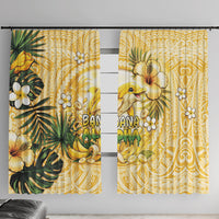 Hawaii Banana Dolphin Window Curtain Cute Cosplay Naiʻa Fish Tribal Patterns DT05 With Hooks Yellow - Polynesian Pride