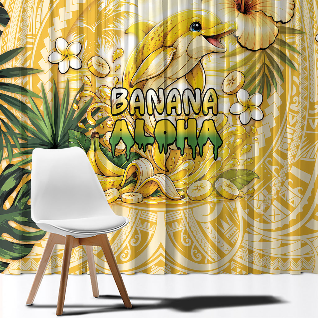 Hawaii Banana Dolphin Window Curtain Cute Cosplay Naiʻa Fish Tribal Patterns DT05 - Polynesian Pride