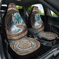 3D Illusion Surfing Skeleton Halloween Car Seat Cover Surfboard Bones Ocean Wave Stone Well