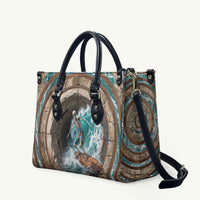 3D Illusion Surfing Skeleton Halloween Leather Bag Surfboard Bones Ocean Wave Stone Well
