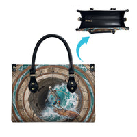 3D Illusion Surfing Skeleton Halloween Leather Bag Surfboard Bones Ocean Wave Stone Well