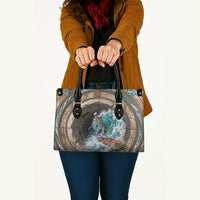 3D Illusion Surfing Skeleton Halloween Leather Bag Surfboard Bones Ocean Wave Stone Well