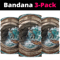 3D Illusion Surfing Skeleton Halloween Neck Gaiter Surfboard Bones Ocean Wave Stone Well