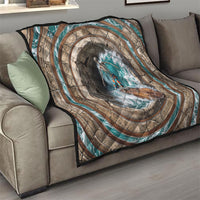 3D Illusion Surfing Skeleton Halloween Quilt Surfboard Bones Ocean Wave Stone Well
