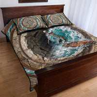 3D Illusion Surfing Skeleton Halloween Quilt Bed Set Surfboard Bones Ocean Wave Stone Well