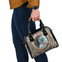 3D Illusion Surfing Skeleton Halloween Shoulder Handbag Surfboard Bones Ocean Wave Stone Well