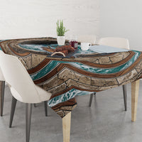 3D Illusion Surfing Skeleton Halloween Tablecloth Surfboard Bones Ocean Wave Stone Well