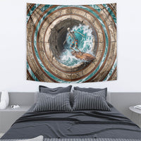 3D Illusion Surfing Skeleton Halloween Tapestry Surfboard Bones Ocean Wave Stone Well