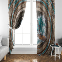 3D Illusion Surfing Skeleton Halloween Window Curtain Surfboard Bones Ocean Wave Stone Well