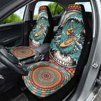 3D Illusion Surfing Skull Aloha Halloween Car Seat Cover Tropical Guitarist Bones Wave