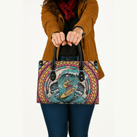 3D Illusion Surfing Skull Aloha Halloween Leather Bag Tropical Guitarist Bones Wave