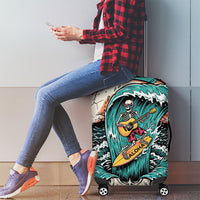 3D Illusion Surfing Skull Aloha Halloween Luggage Cover Tropical Guitarist Bones Wave