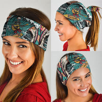 3D Illusion Surfing Skull Aloha Halloween Neck Gaiter Tropical Guitarist Bones Wave