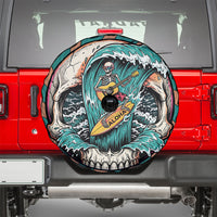 3D Illusion Surfing Skull Aloha Halloween Spare Tire Cover Tropical Guitarist Bones Wave