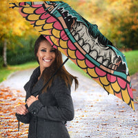3D Illusion Surfing Skull Aloha Halloween Umbrella Tropical Guitarist Bones Wave
