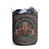 3D Illusion Haunted Tiki Totem Halloween Laundry Basket Polynesian Wood Spirit Fiery DT05 - Polynesian Pride