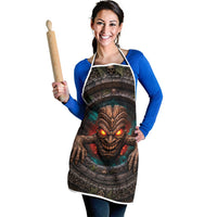 3D Illusion Haunted Tiki Totem Halloween Apron Polynesian Wood Spirit Fiery DT05 - Polynesian Pride