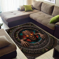3D Illusion Haunted Tiki Totem Halloween Area Rug Polynesian Wood Spirit Fiery DT05 - Polynesian Pride