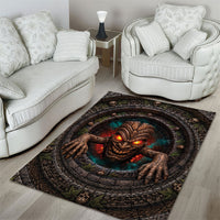 3D Illusion Haunted Tiki Totem Halloween Area Rug Polynesian Wood Spirit Fiery DT05 - Polynesian Pride