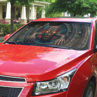 3D Illusion Haunted Tiki Totem Halloween Auto Sun Shade Polynesian Wood Spirit Fiery DT05 - Polynesian Pride