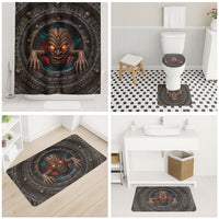 3D Illusion Haunted Tiki Totem Halloween Bathroom Set Polynesian Wood Spirit Fiery DT05 - Polynesian Pride