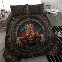 3D Illusion Haunted Tiki Totem Halloween Bedding Set Polynesian Wood Spirit Fiery DT05 - Polynesian Pride