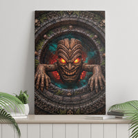 3D Illusion Haunted Tiki Totem Halloween Canvas Wall Art Polynesian Wood Spirit Fiery DT05 - Polynesian Pride