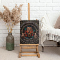3D Illusion Haunted Tiki Totem Halloween Canvas Wall Art Polynesian Wood Spirit Fiery DT05 - Polynesian Pride