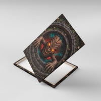 3D Illusion Haunted Tiki Totem Halloween Canvas Wall Art Polynesian Wood Spirit Fiery DT05 With Frame Brown - Polynesian Pride