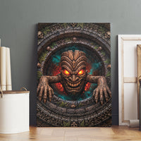 3D Illusion Haunted Tiki Totem Halloween Canvas Wall Art Polynesian Wood Spirit Fiery DT05 - Polynesian Pride