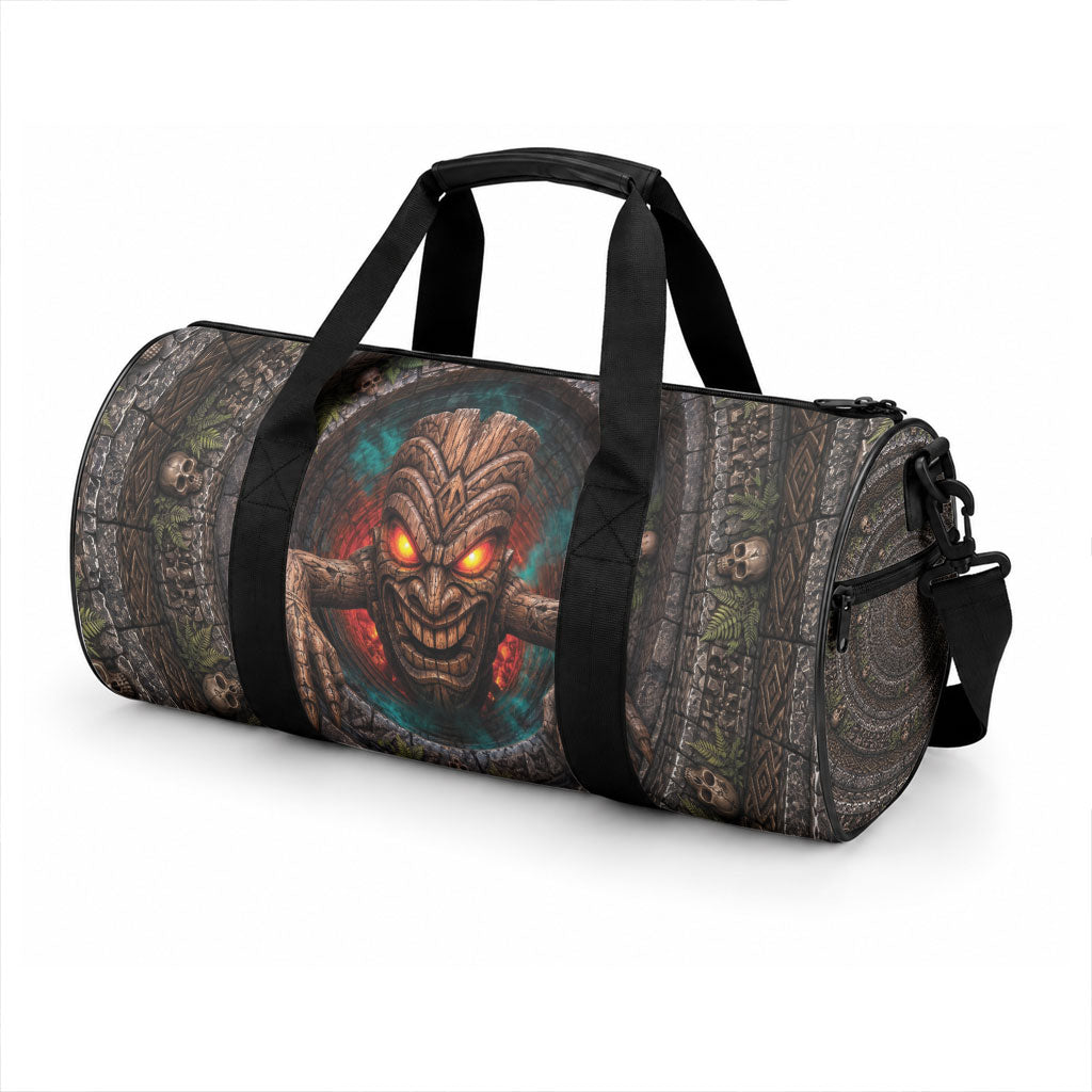 3D Illusion Haunted Tiki Totem Halloween Duffle Bag Polynesian Wood Spirit Fiery DT05 - Polynesian Pride