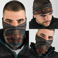 3D Illusion Haunted Tiki Totem Halloween Neck Gaiter Polynesian Wood Spirit Fiery DT05 - Polynesian Pride