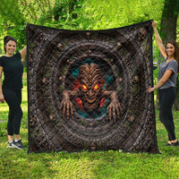 3D Illusion Haunted Tiki Totem Halloween Quilt Polynesian Wood Spirit Fiery DT05 - Polynesian Pride