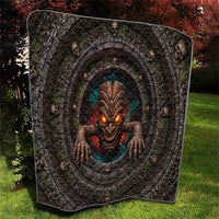 3D Illusion Haunted Tiki Totem Halloween Quilt Polynesian Wood Spirit Fiery DT05 - Polynesian Pride