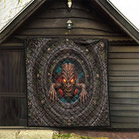 3D Illusion Haunted Tiki Totem Halloween Quilt Polynesian Wood Spirit Fiery DT05 - Polynesian Pride