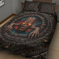 3D Illusion Haunted Tiki Totem Halloween Quilt Bed Set Polynesian Wood Spirit Fiery DT05 - Polynesian Pride