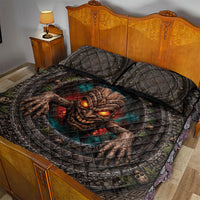3D Illusion Haunted Tiki Totem Halloween Quilt Bed Set Polynesian Wood Spirit Fiery DT05 - Polynesian Pride