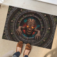 3D Illusion Haunted Tiki Totem Halloween Rubber Doormat Polynesian Wood Spirit Fiery DT05 - Polynesian Pride