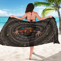 3D Illusion Haunted Tiki Totem Halloween Sarong Polynesian Wood Spirit Fiery DT05 - Polynesian Pride