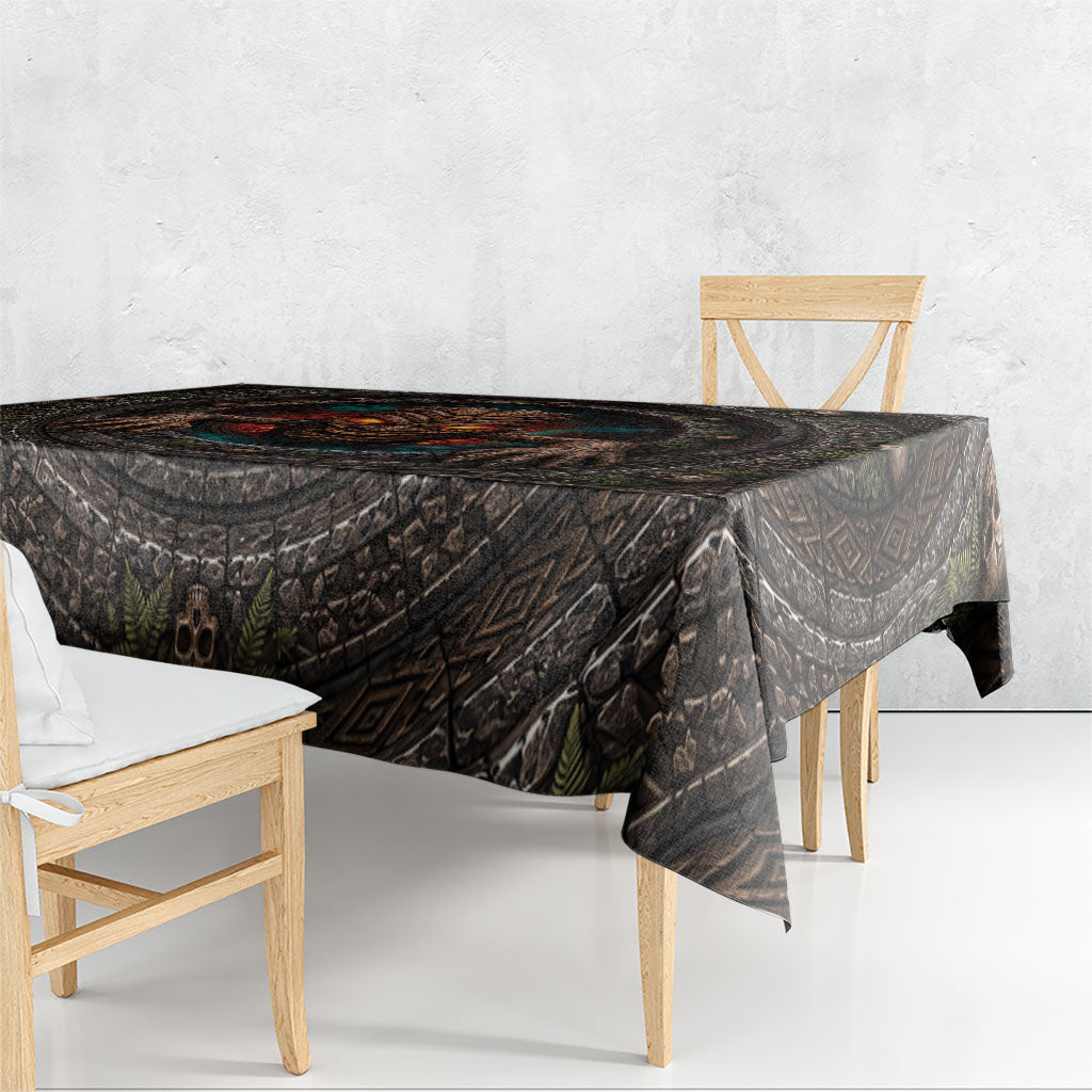 3D Illusion Haunted Tiki Totem Halloween Tablecloth Polynesian Wood Spirit Fiery DT05 - Polynesian Pride