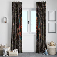 3D Illusion Haunted Tiki Totem Halloween Window Curtain Polynesian Wood Spirit Fiery DT05 - Polynesian Pride