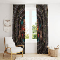 3D Illusion Haunted Tiki Totem Halloween Window Curtain Polynesian Wood Spirit Fiery DT05 - Polynesian Pride