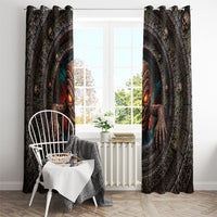 3D Illusion Haunted Tiki Totem Halloween Window Curtain Polynesian Wood Spirit Fiery DT05 - Polynesian Pride