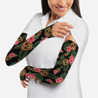 Tropical Calavera Hawaiian Arm Sleeves Sugar Skull Pineapple Hibiscus Floral