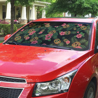 Tropical Calavera Hawaiian Auto Sun Shade Sugar Skull Pineapple Hibiscus Floral